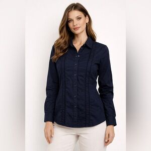 Banana Republic Navy Blue Button-Down Shirt 100% Cotton Like New